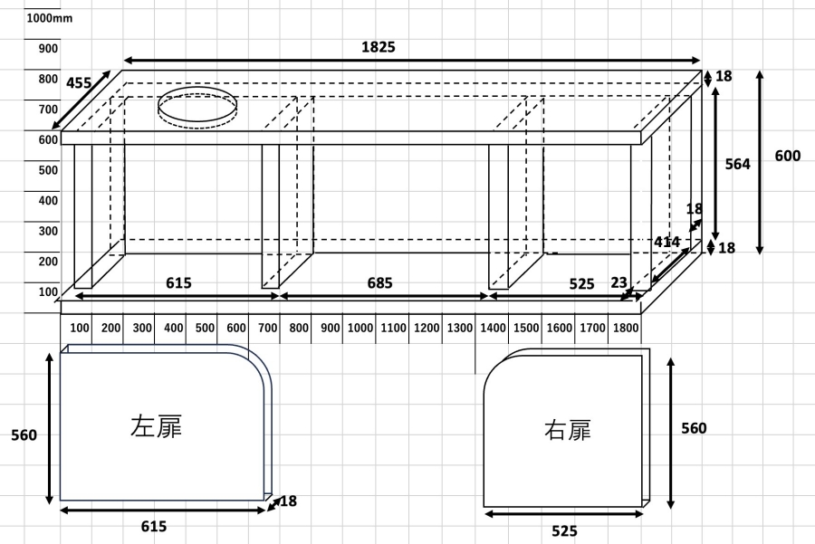 DIYで作るための猫用トイレ収納棚の設計図