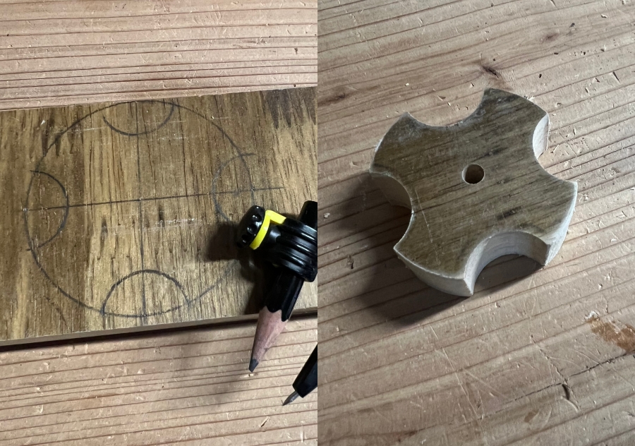 ボアビットで作った自作ノブナットの画像