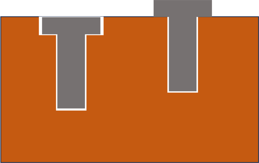 ザグリ加工で埋めたボルトの図