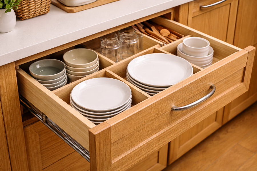 食器棚の引き出しの画像