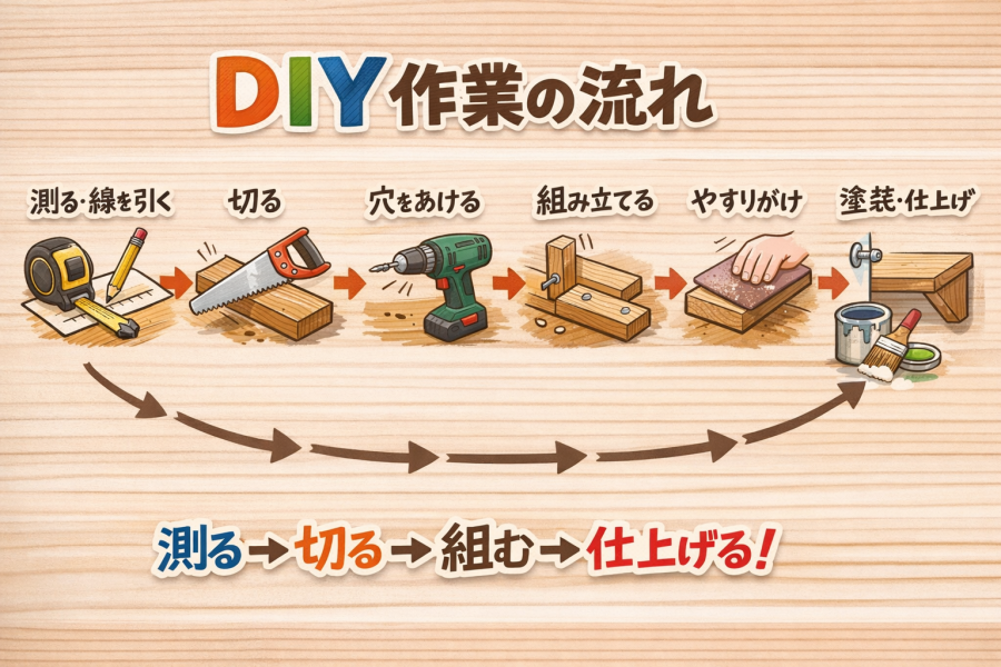 DIY作業の流れを説明した画像