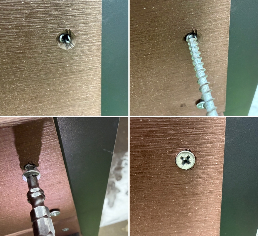 緩んだネジ穴に結束線を入れ、保磁力を改善させた手順の画像