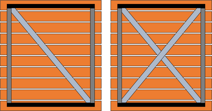 筋交いを入れたフェンスドアの図