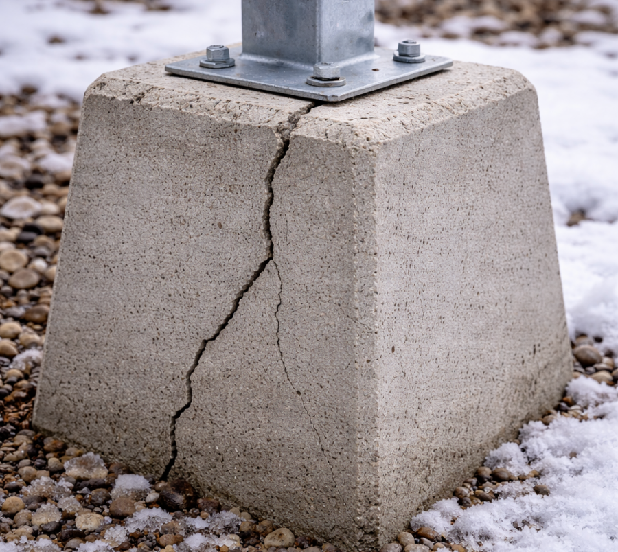 コンクリートのクラック（ひび）が入った画像