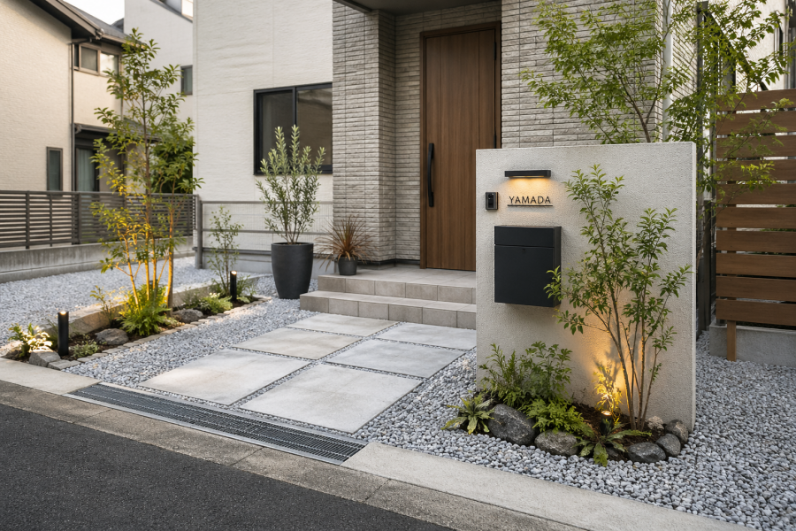 玄関前の外構例