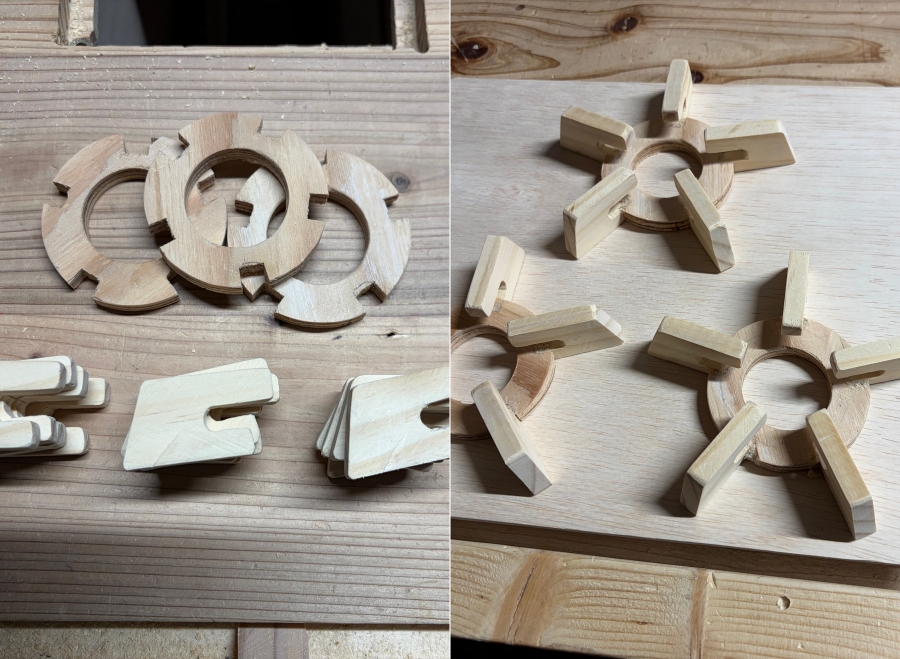 木材で作ったままごとキッチン用の五徳