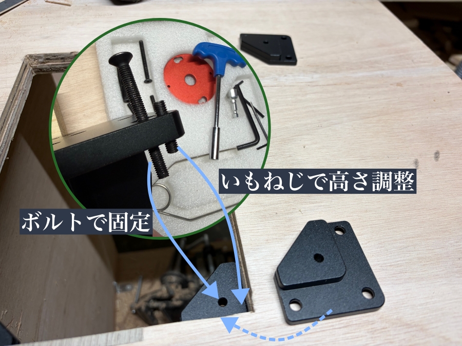 トリマー用インサートプレートの取り付け方を解説した画像